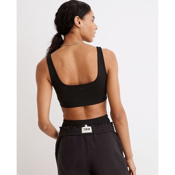 NWT Madewell MWL Flex Square-Neck Sports Bra Black Size XS - Picture 5 of 9